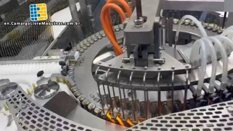 Rotary filling machine with sealer and depyrogenation and sterilization tunnel for injectable glass ampoules in 316L stainless steel Bausch with CFR 21