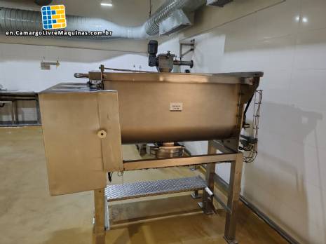 Mecamau Stainless steel ribbon blender mixer for powders.