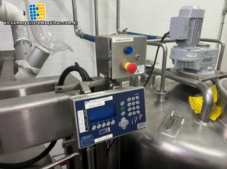 Mixing tank lines from 500 l to 2000 l in 316 stainless steel with Turbon Mixer Kroma mixers and Metler Toledo weighing cells