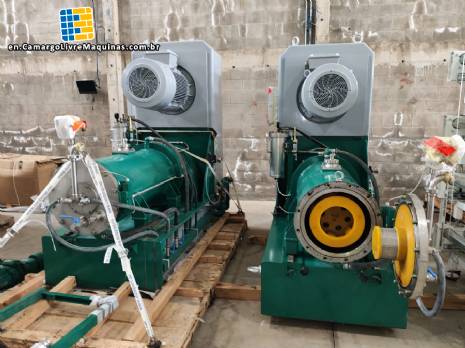 Horizontal agitator mill with discs and balls, 60 hp, for wet grinding and dispersion, jacketed, LME 100 K Netzsch