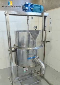 Stainless steel gas-powered tilting mixing tank with thermal jacket, 100 liters, Tortugan Stainless steel gas-powered tilting mixing tank with thermal jacket, 100 liters, Tortugan